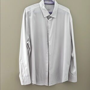 Crisp White Long-Sleeve Dress Shirt by Michael Strahan